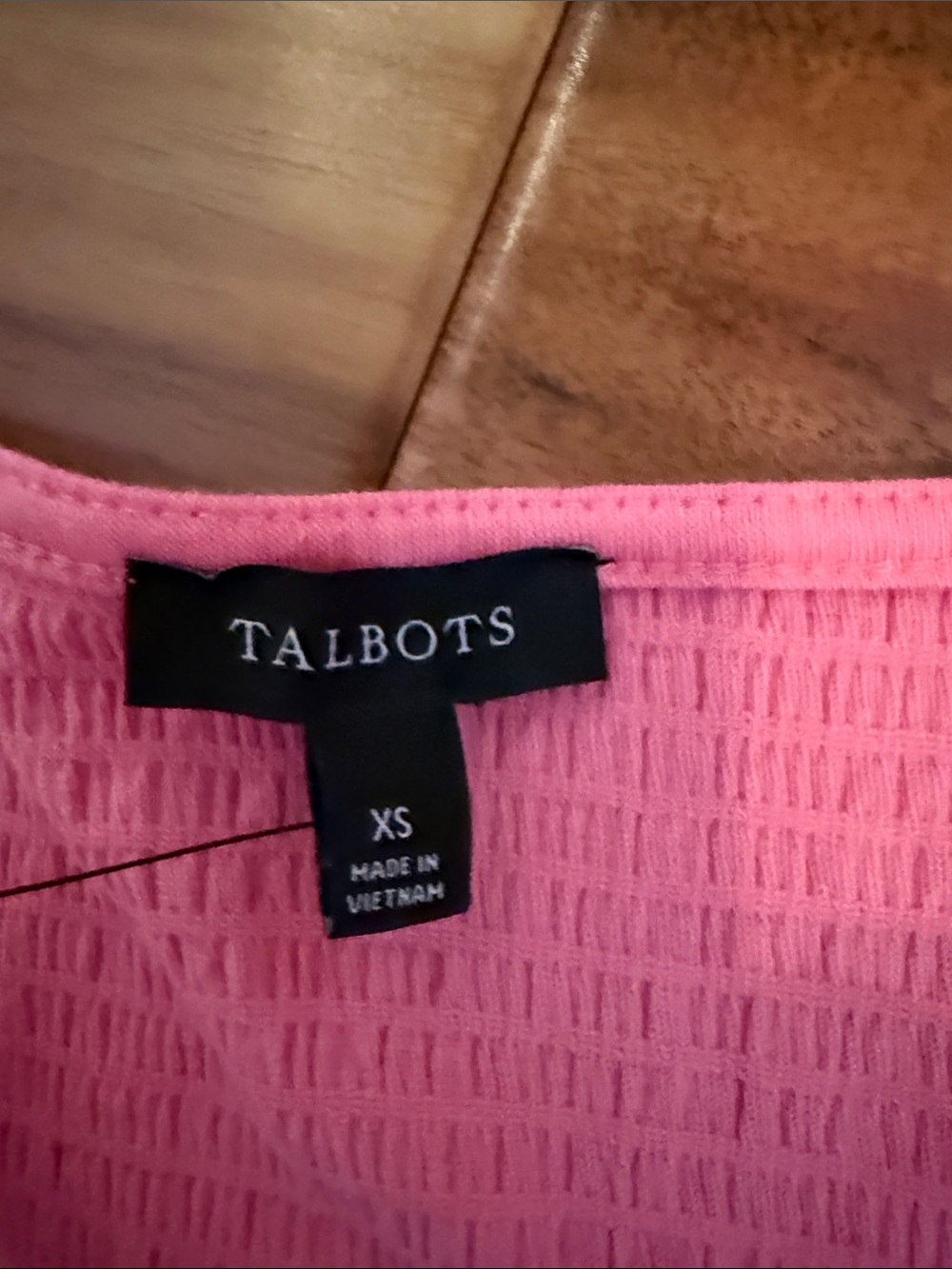 Talbots Coral Pink Button-Front Tie-Hem V-Neck Blouse - Picture 4 of 6